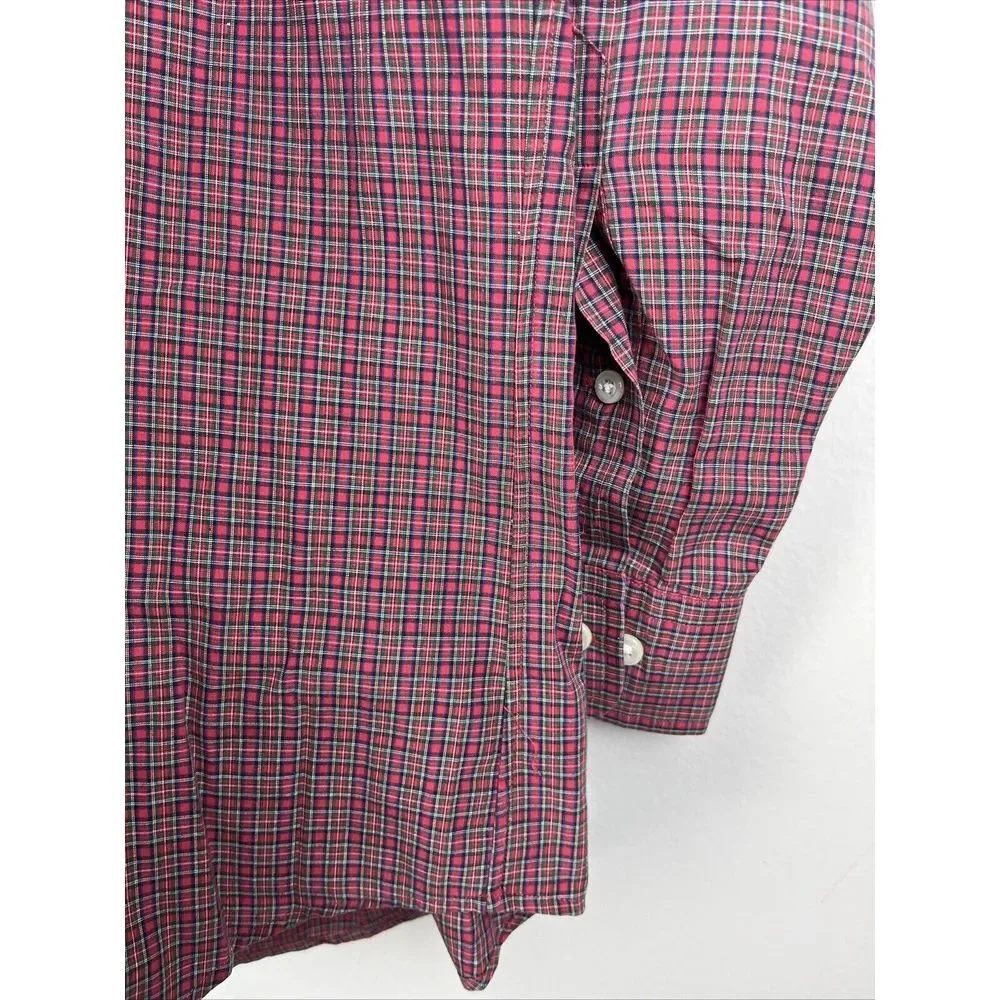 Ralph‎ Lauren Men's 15.5 32/33 Yaramouth Cotton Red Plaid Button Down *Flaw